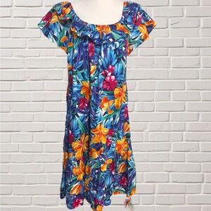 Hilo Hattie Hawaiian Floral Dress Size L – 100% Cotton
